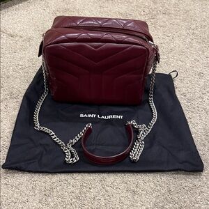 Saint Laurent Dark Red Quilted Crossbody Bag